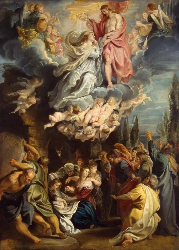 Coronation and Assumption of the Virgin, by Peter Paul Rubens, oil