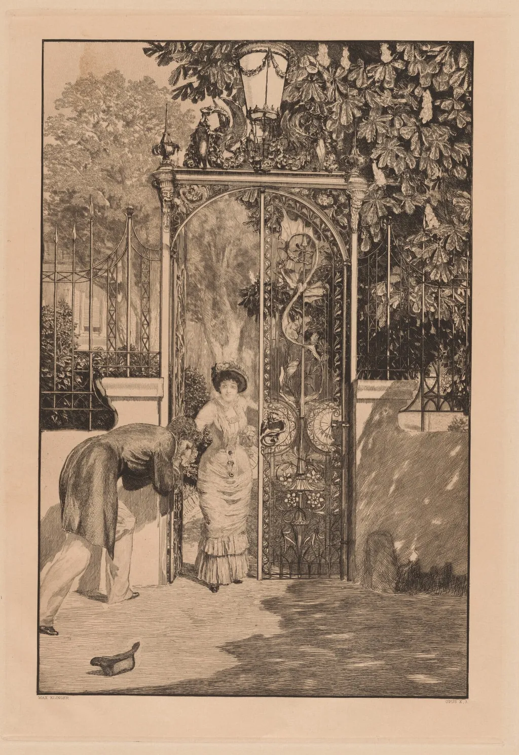 At the Gate (Am Thor), by Max Klinger, ink, 1887