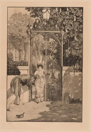 At the Gate (Am Thor), by Max Klinger, ink, 1887