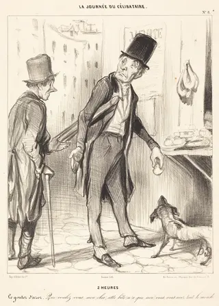 2 heures, by Honoré Daumier, crayon, 1839