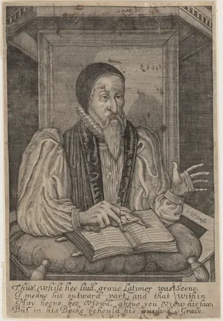 Hugh Latimer, Bishop of Worcester, by George Gifford, ink, 1635