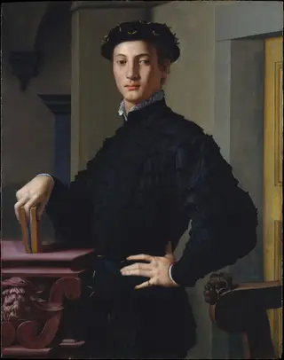 Portrait of a Young Man with a Book, by Bronzino, oil, 1530