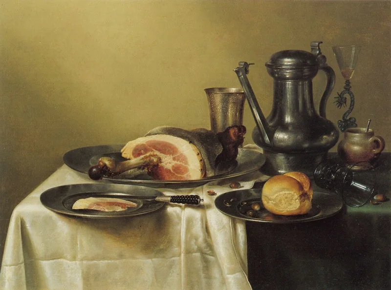 Laid Table with Ham and a Roll, detail