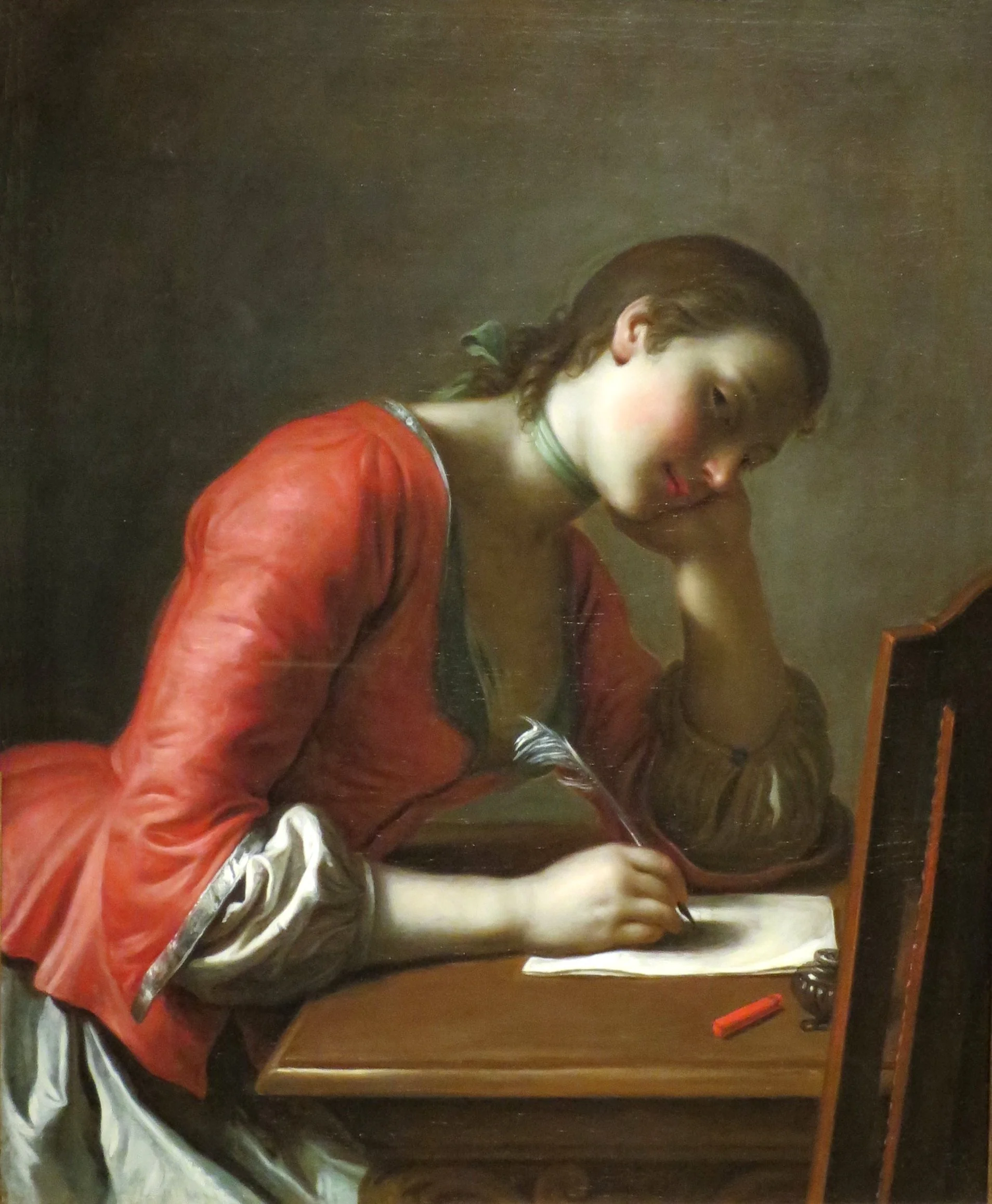 Young Girl Writing a Love Letter, detail