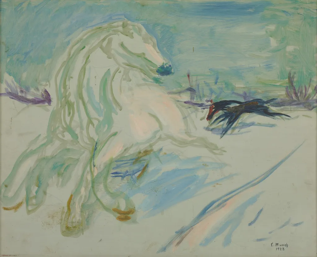 Galloping White Horse, by Edvard Munch, oil, 1928