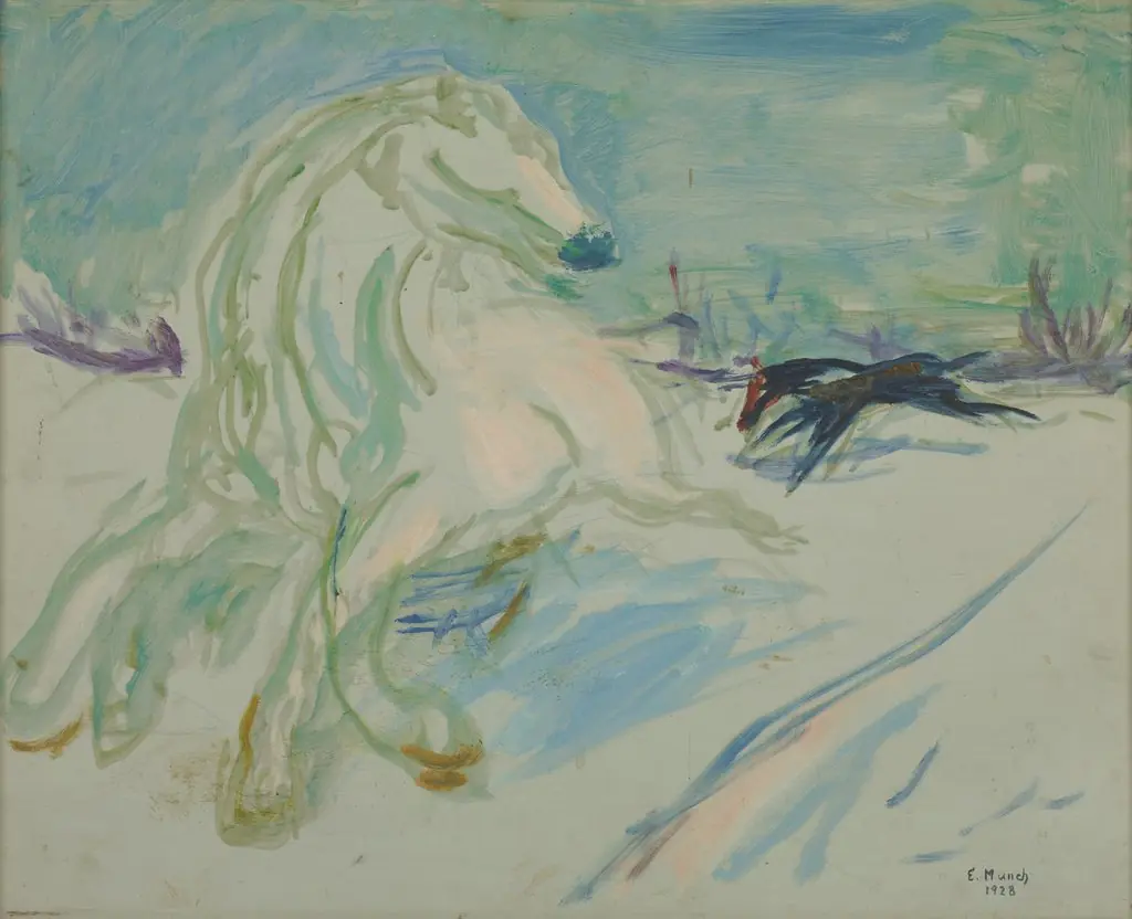 Galloping White Horse, by Edvard Munch, oil, 1928