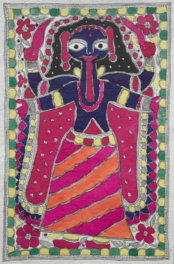 Devotional painting (female figure), detail