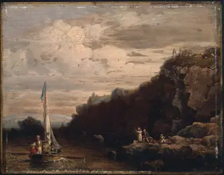 Rocks at Nahant, Swallow's Cove, by Robert Salmon, unspecified, 1839