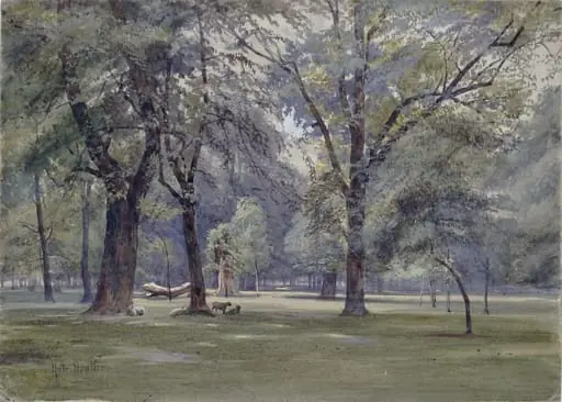 In Kensington Gardens, by Kate Prentice, watercolor, 1860