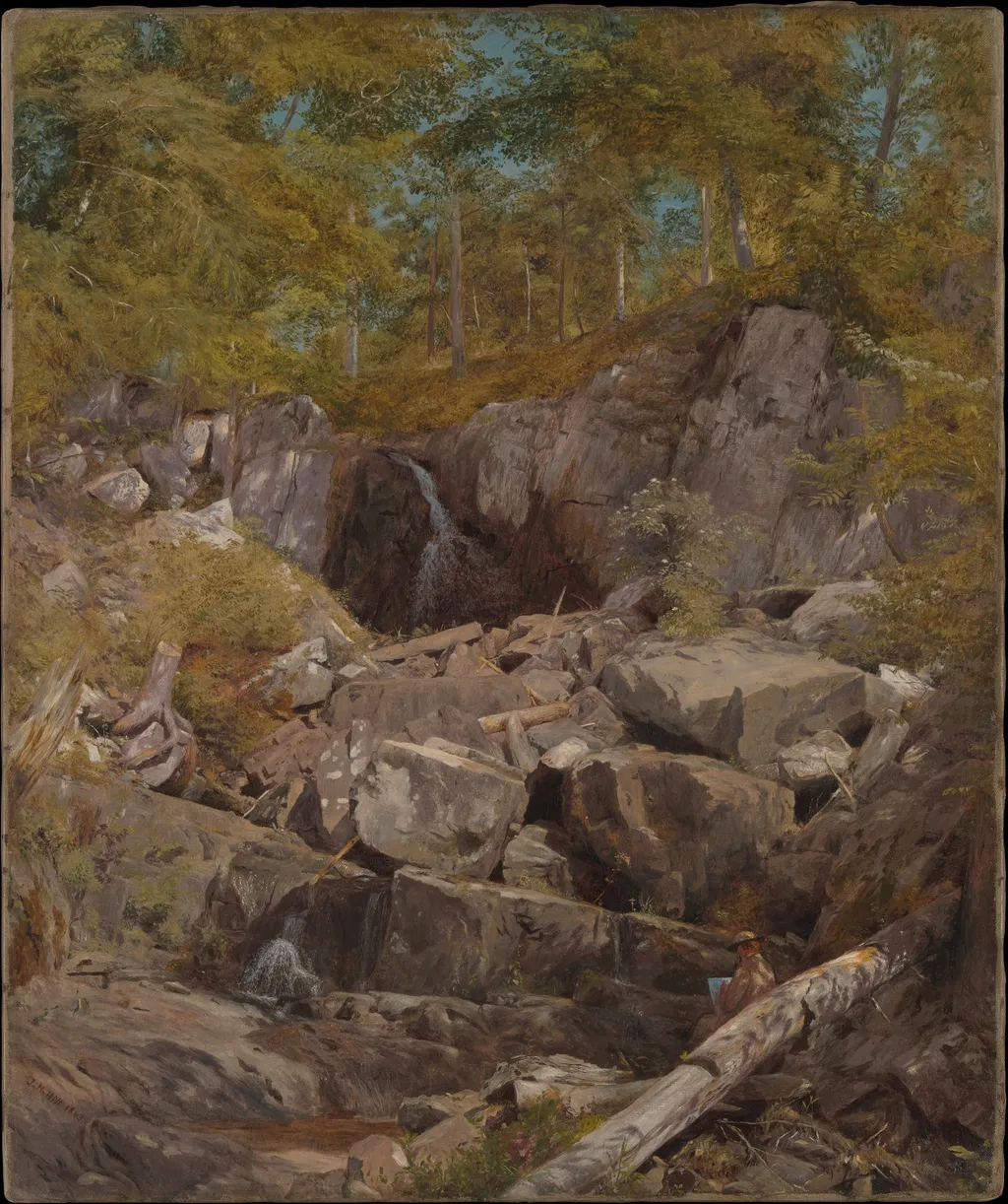 A Study of Trap Rock (Buttermilk Falls), by John Henry Hill, oil, 1863