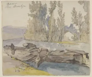 An angler, near Lea Bridge, 1834., by Thomas Hosmer Shepherd, watercolor, 1834