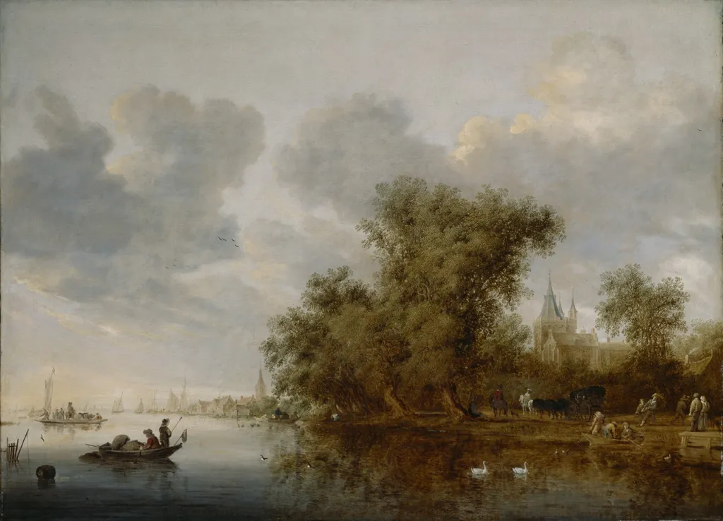 River Landscape, by Salomon van Ruysdael, oil, 1643