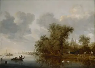 River Landscape, by Salomon van Ruysdael, oil, 1643