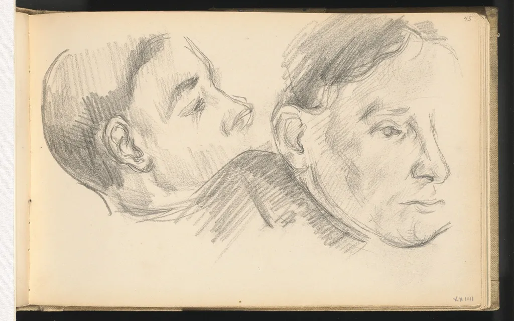 Two Heads, by Paul Cézanne, graphite, 1893