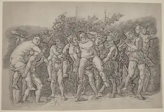 Bacchanal with Silenus, by Andrea Mantegna, ink, 1481