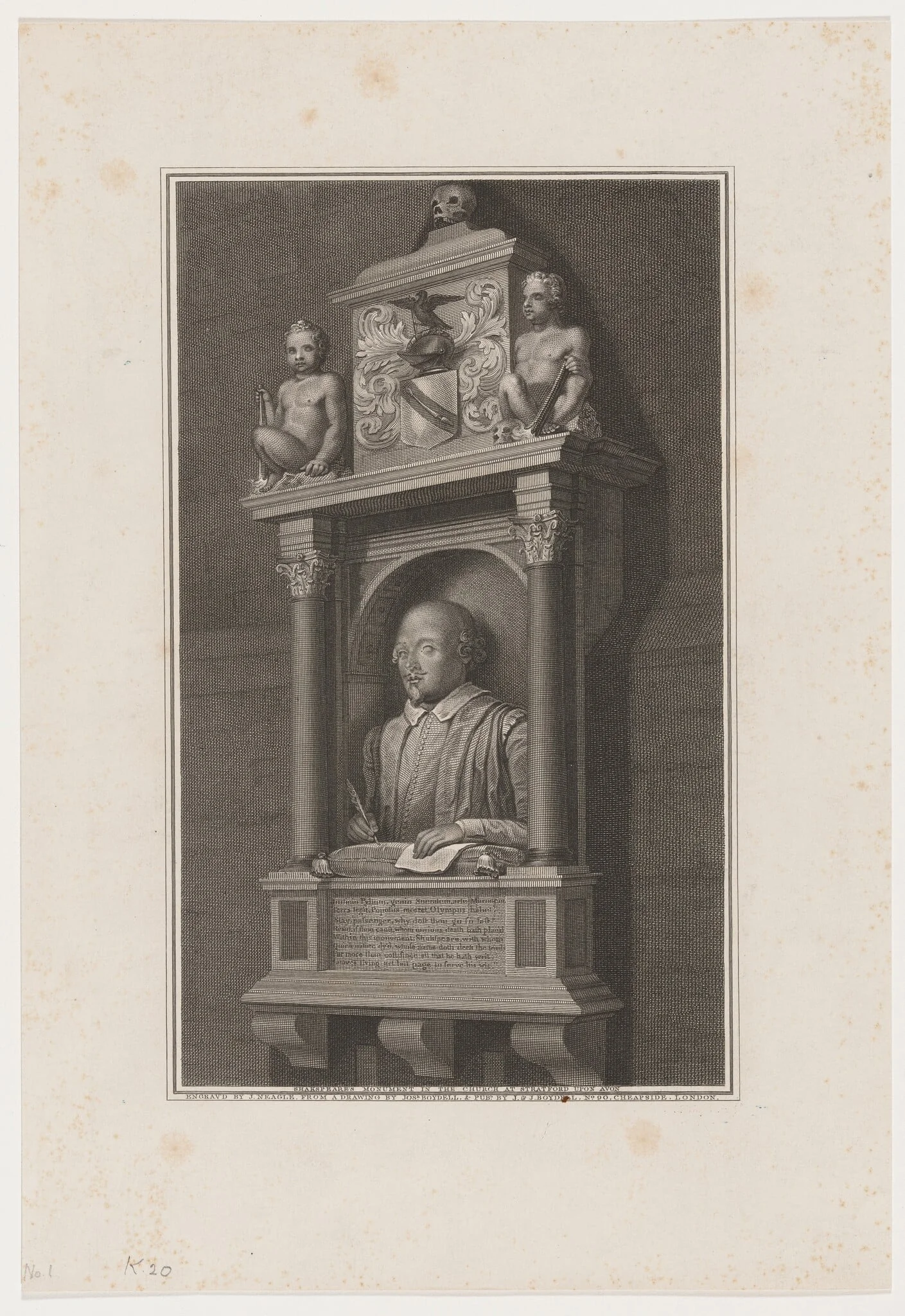 Shakespeare Monument in Church at Stratford-on-Avon, detail