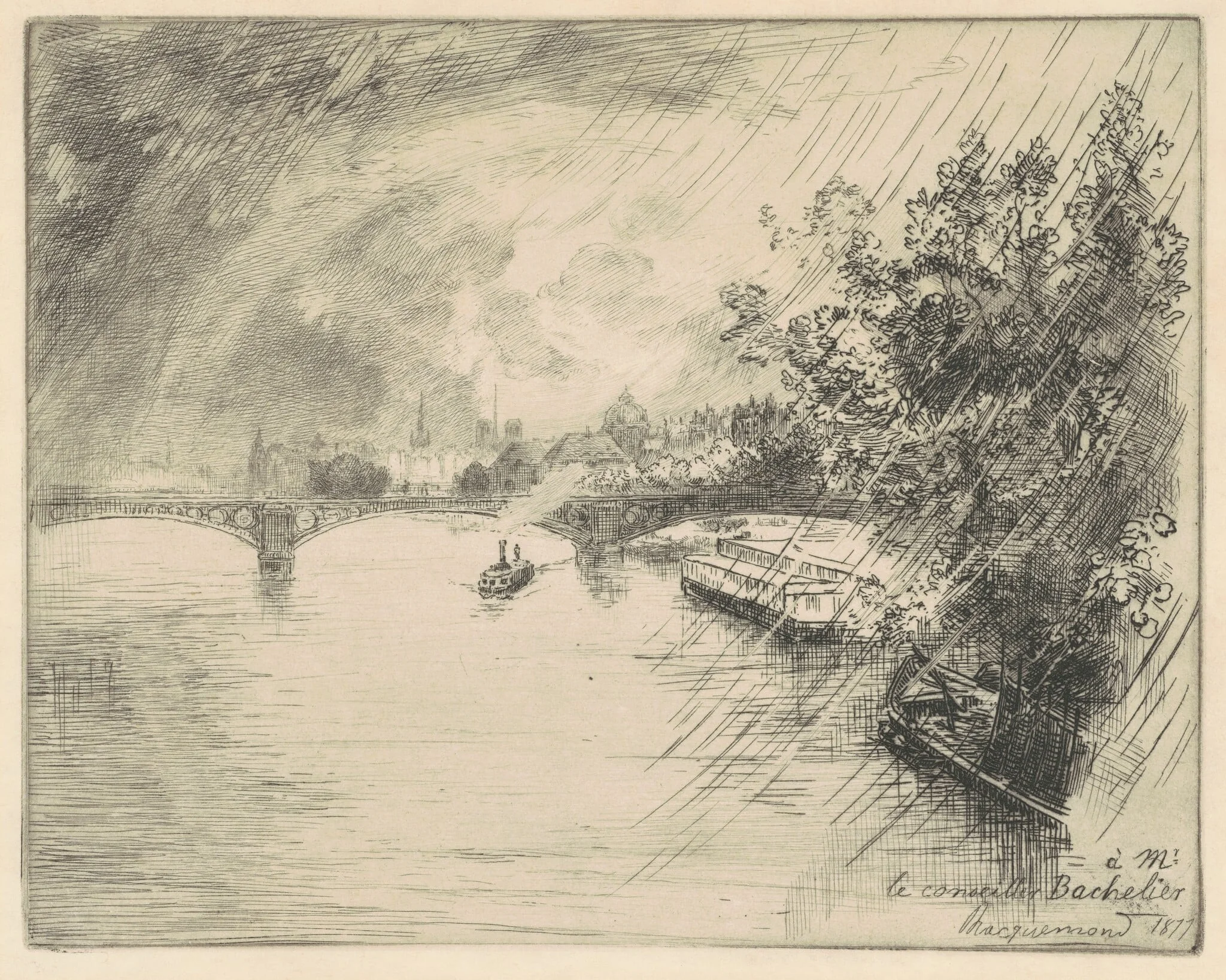View of the Pont des Saints-Pères, detail