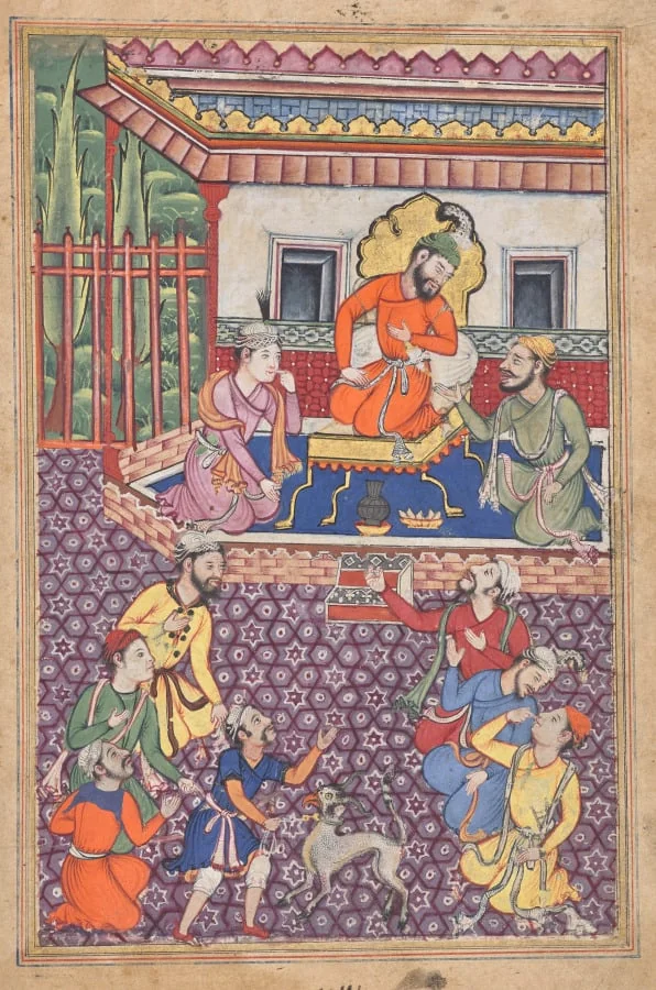 The court of the Raja of Ujjain, from a Tuti-nama (Tales of a Parrot): Forty-sixth Night, detail