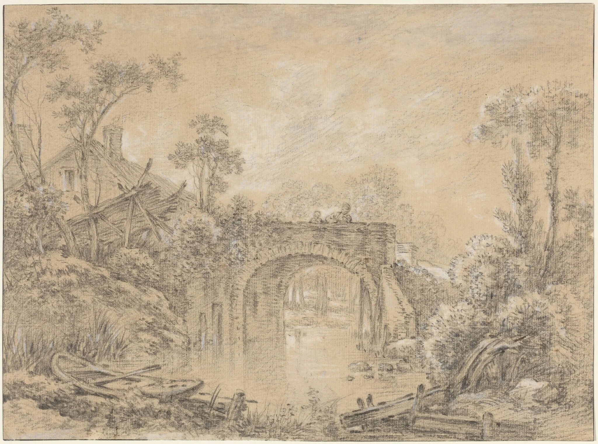 Landscape with a Rustic Bridge, detail