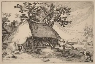 A Barn, by Claes Jansz Visscher, ink, 1620