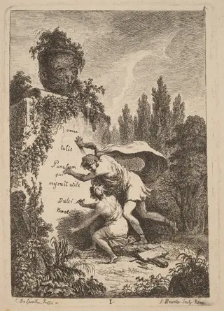 Nella Venuta in Roma: pl. 1, by Franz Edmund Weirotter, ink, 1764