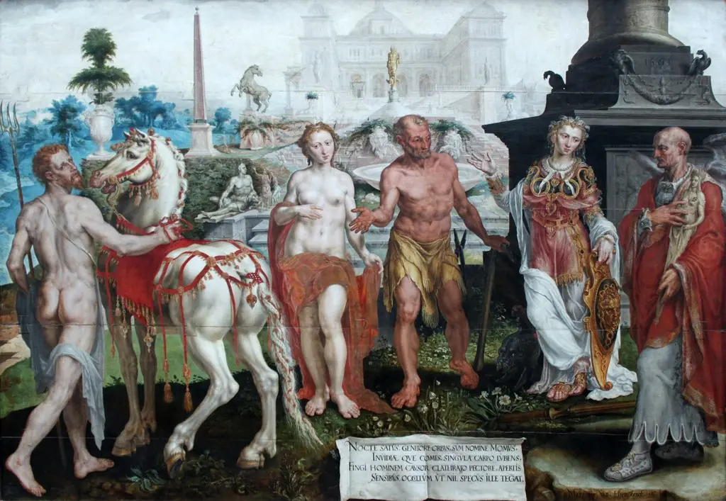 Momos Reproaches the Works of the Gods, by Maarten van Heemskerck, paint, 1561