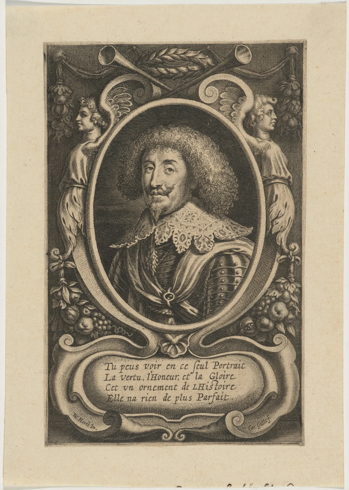 Portrait of Man in Oval with Decoration of Winged Figures, detail