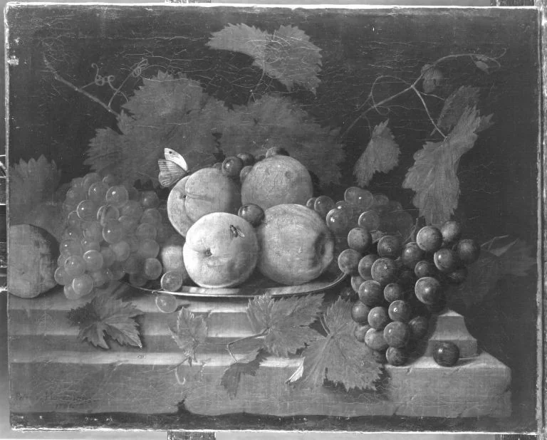 Stillleben mit Trauben und Äpfeln, detail