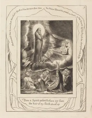 The Vision of Eliphaz, by William Blake, ink, 1825