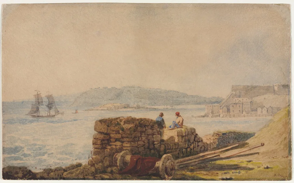 Drake's Island, Plymouth Sound, by Samuel Prout, 1827