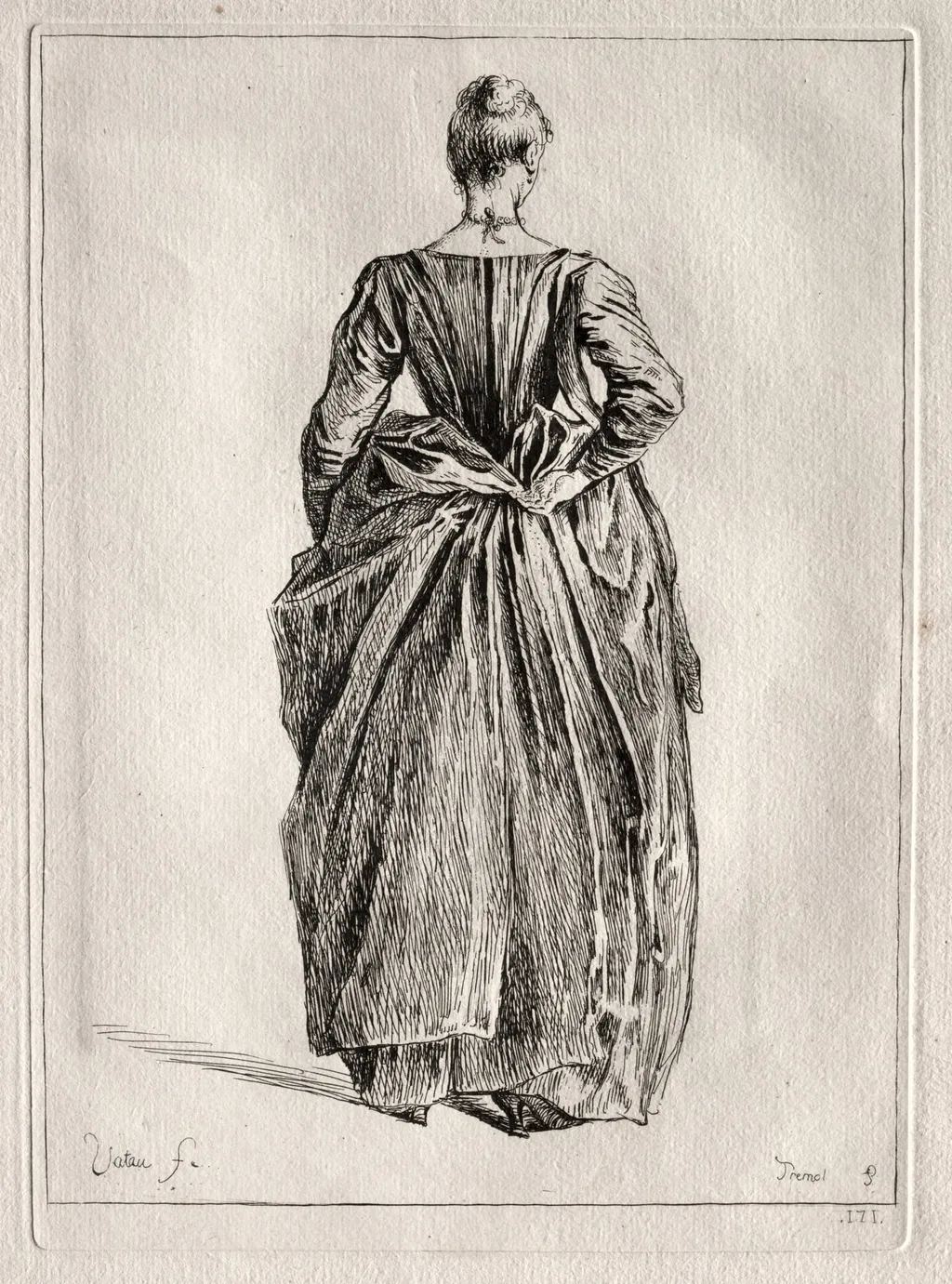 Study of a Woman from the Back, by Pierre Charles Trémolières, 1731