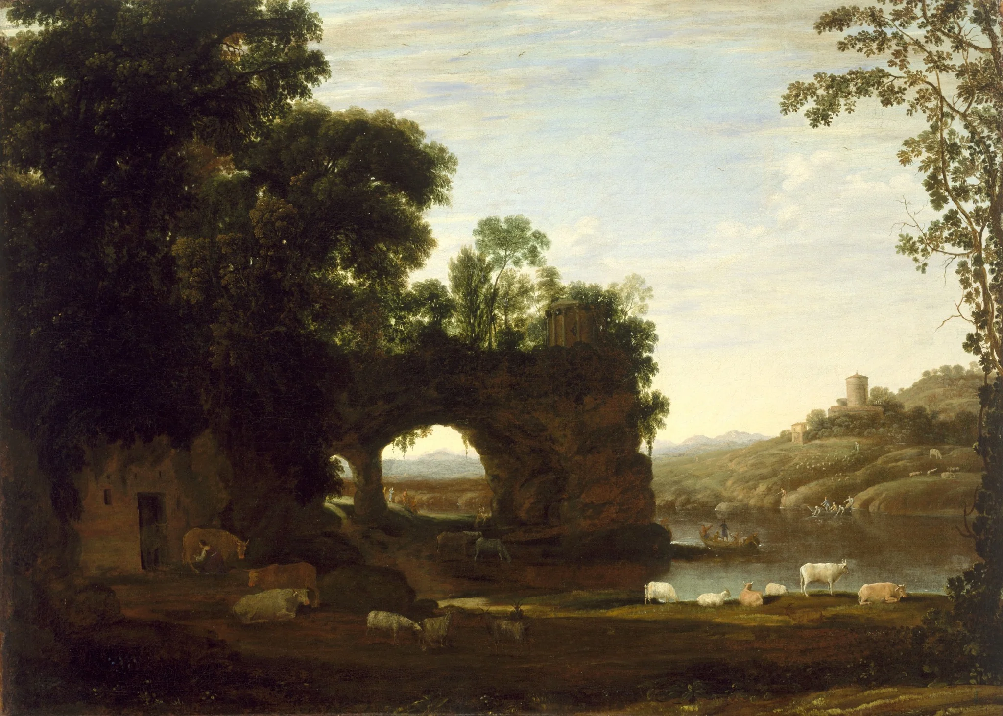 Landscape with a Rock Arch and River, detail
