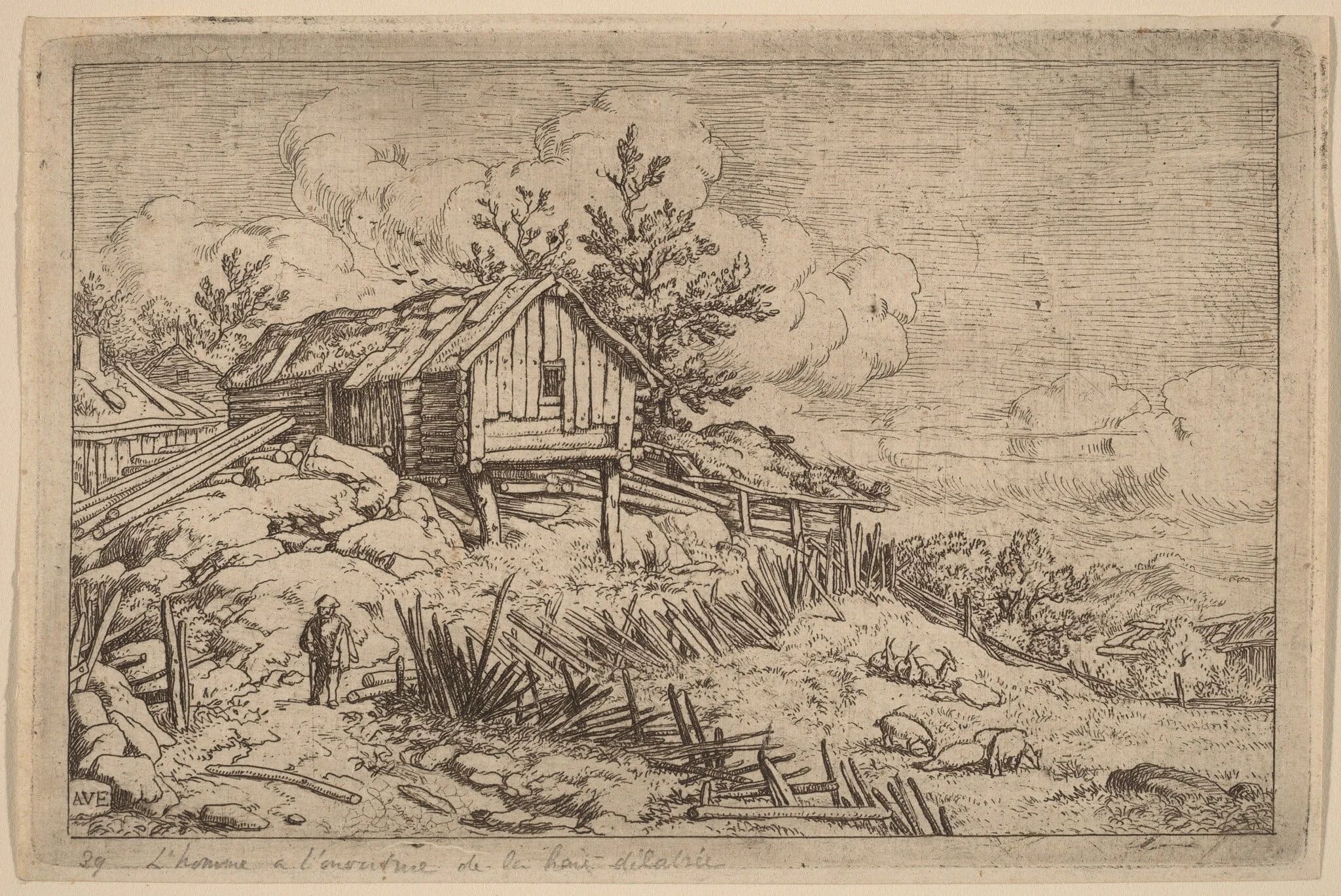 Man near Entry of a Ruinous Hedge, detail