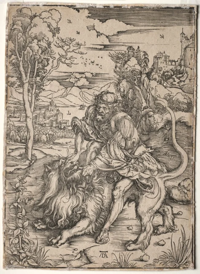 Samson Killing the Lion, detail