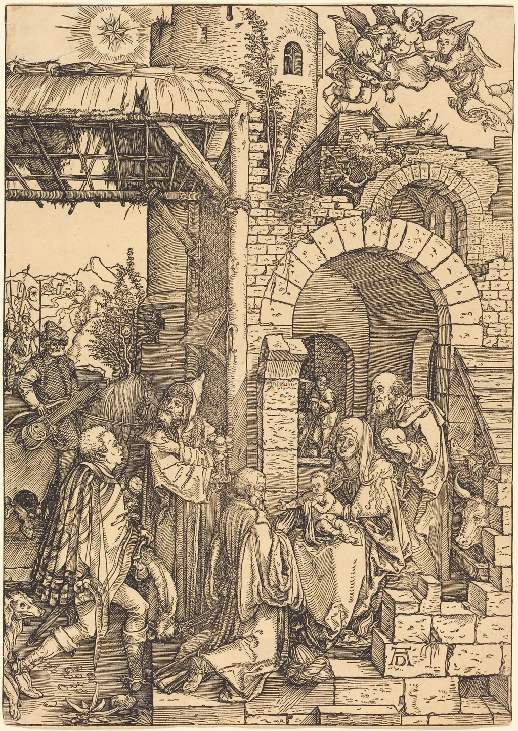 The Adoration of the Magi, by Albrecht Dürer, ink, 1502