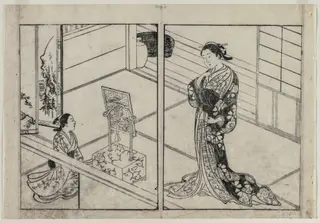 Woman and Child Beside a Mirror Stand, by Nishikawa Sukenobu, 1744