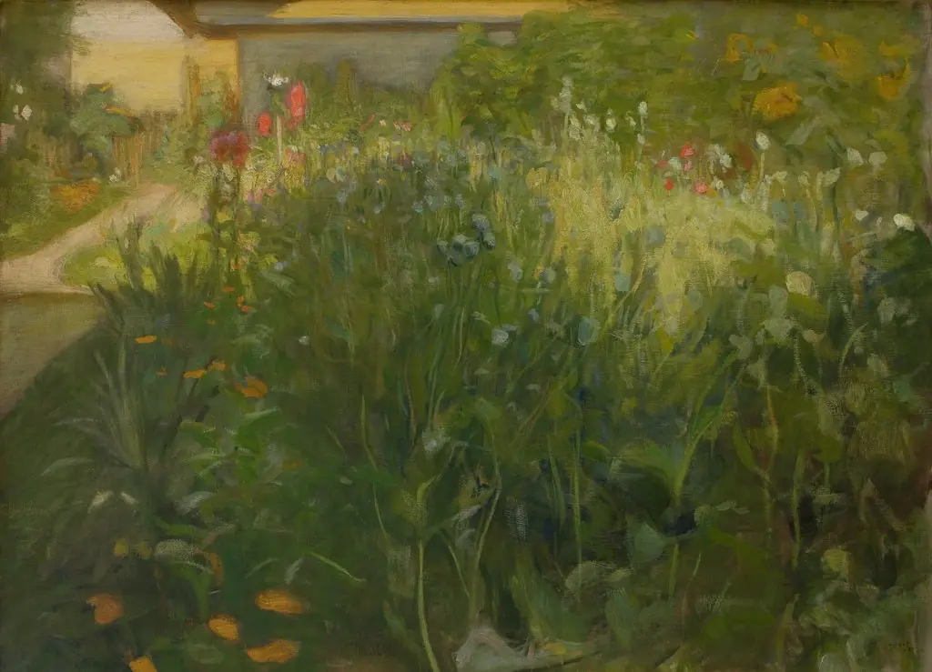 Flower garden, by Wojciech Weiss, oil, 1900