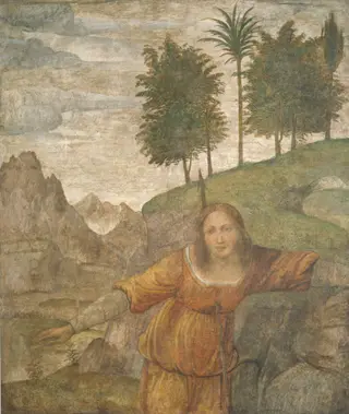 Procris Pierced by Cephalus' Javelin, by Luini Bernardino, fresco, 1521