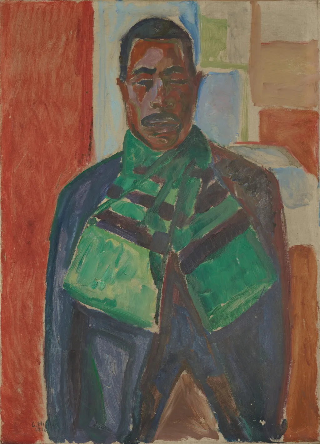 Abdul Karim with a Green Scarf, by Edvard Munch, oil, 1916
