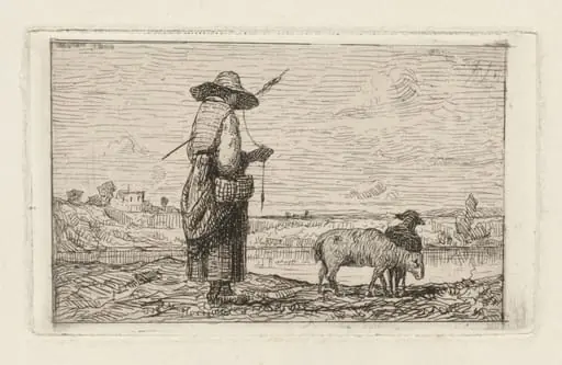 Shepherdess, by Adolphe Appian, ink, 1861