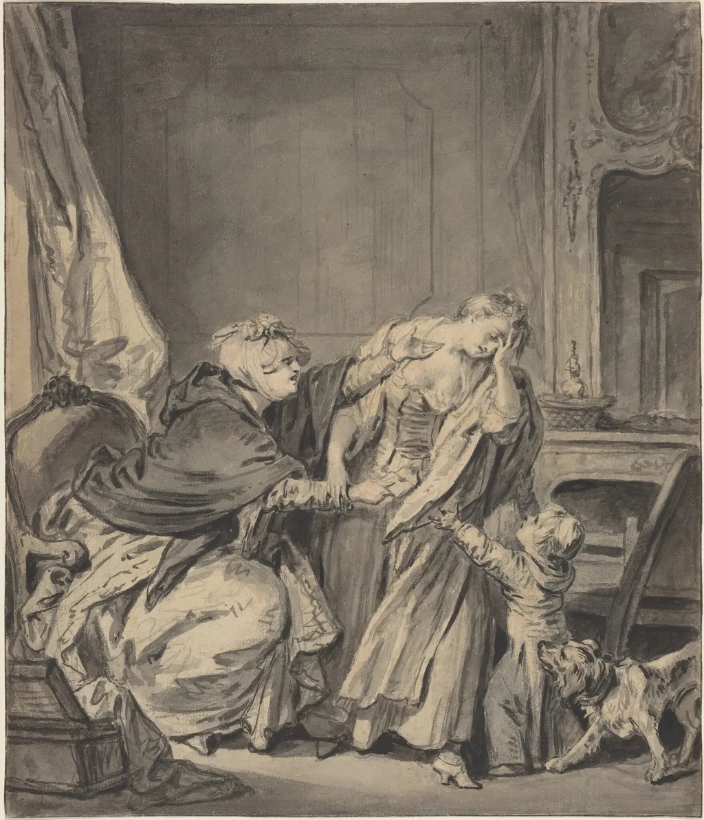 The Angry Mother, by Jean-Baptiste Greuze, graphite, 1765