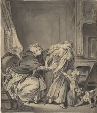 The Angry Mother, by Jean-Baptiste Greuze, graphite, 1765