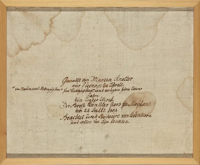 Beschriftete Leinwand zu Inv.Nr. 14910, detail