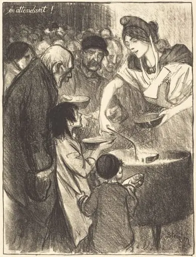 Waiting (En attendant), by Théophile Alexandre Steinlen, ink, 1895