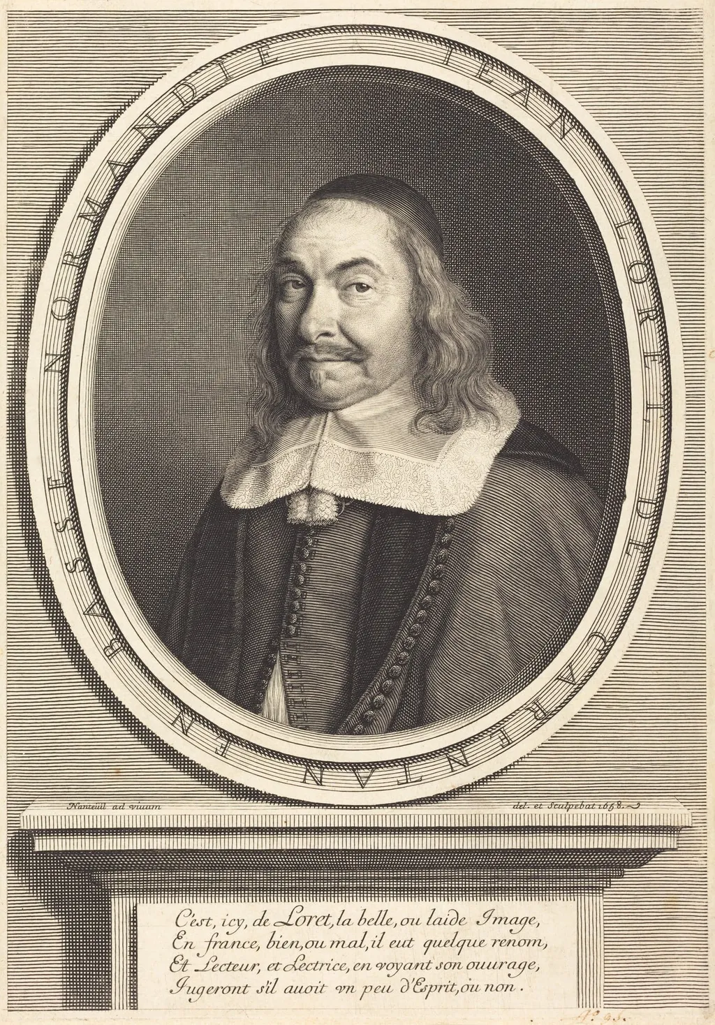Jean Loret, by Robert Nanteuil, ink, 1658