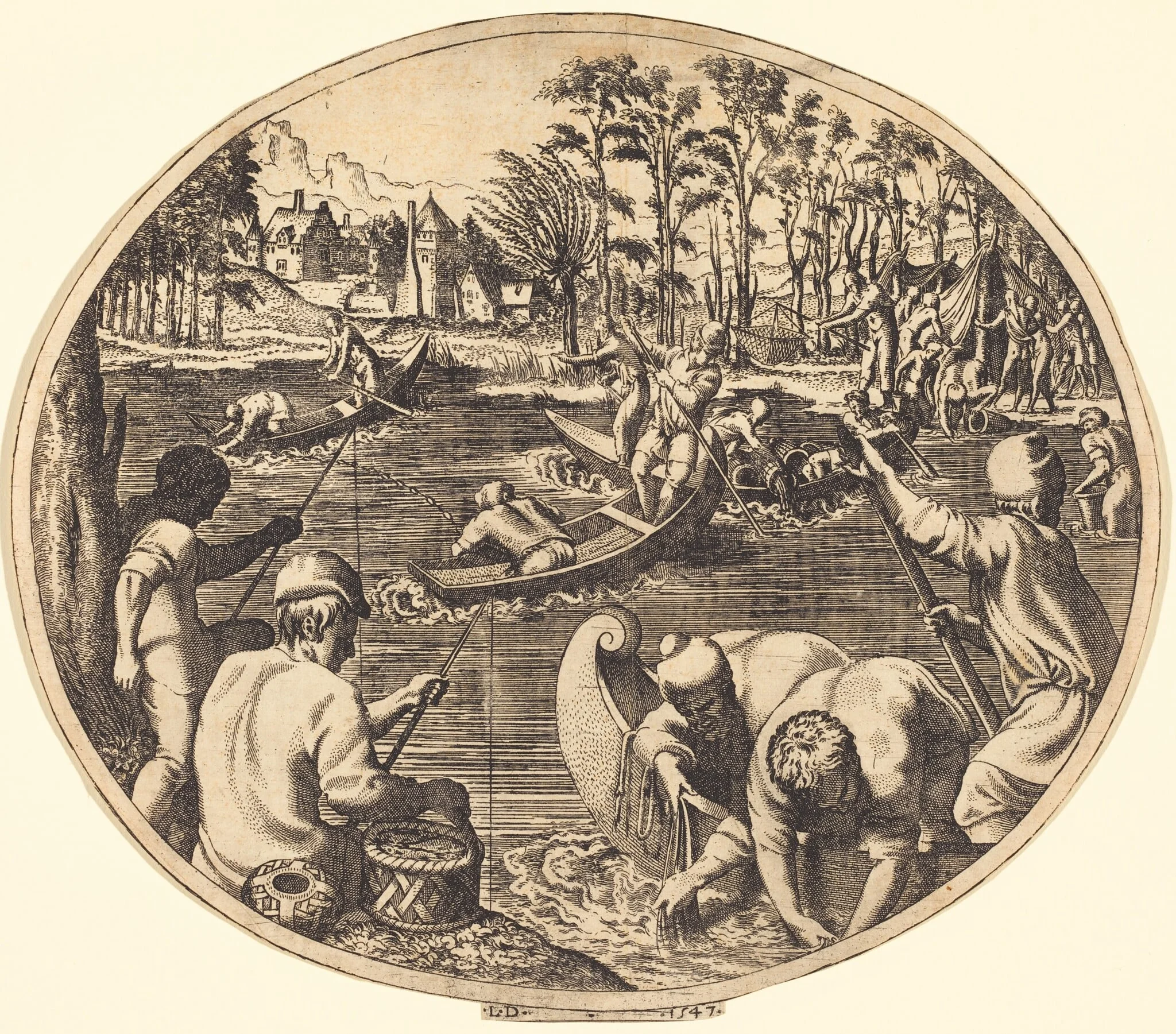 Fishing Scene, detail