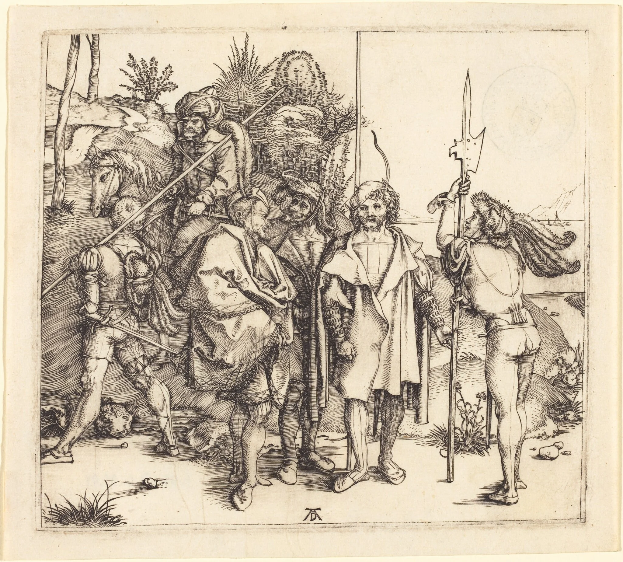 Five Soldiers and a Turk on Horseback, detail