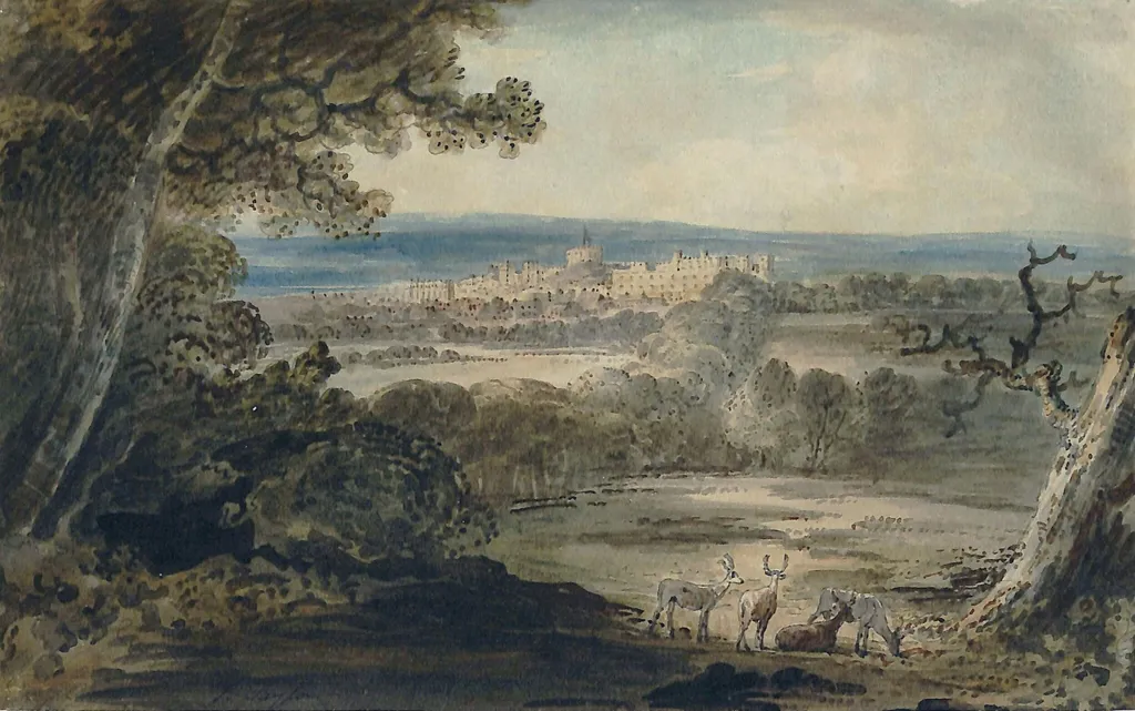 Windsor Forest and Castle, by Thomas Taylor, watercolor, 1800