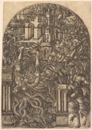 The Fall of Babylon, by Jean Duvet, ink, 1551