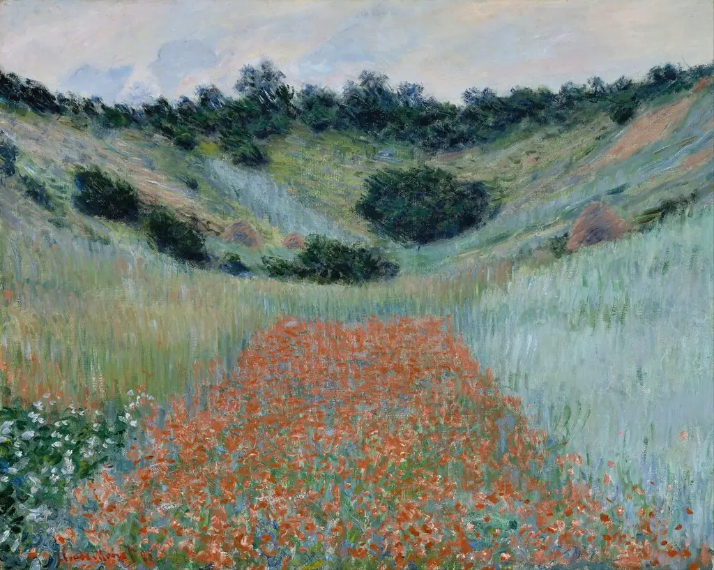 Poppy Field in a Hollow near Giverny, by Claude Monet, oil, 1893